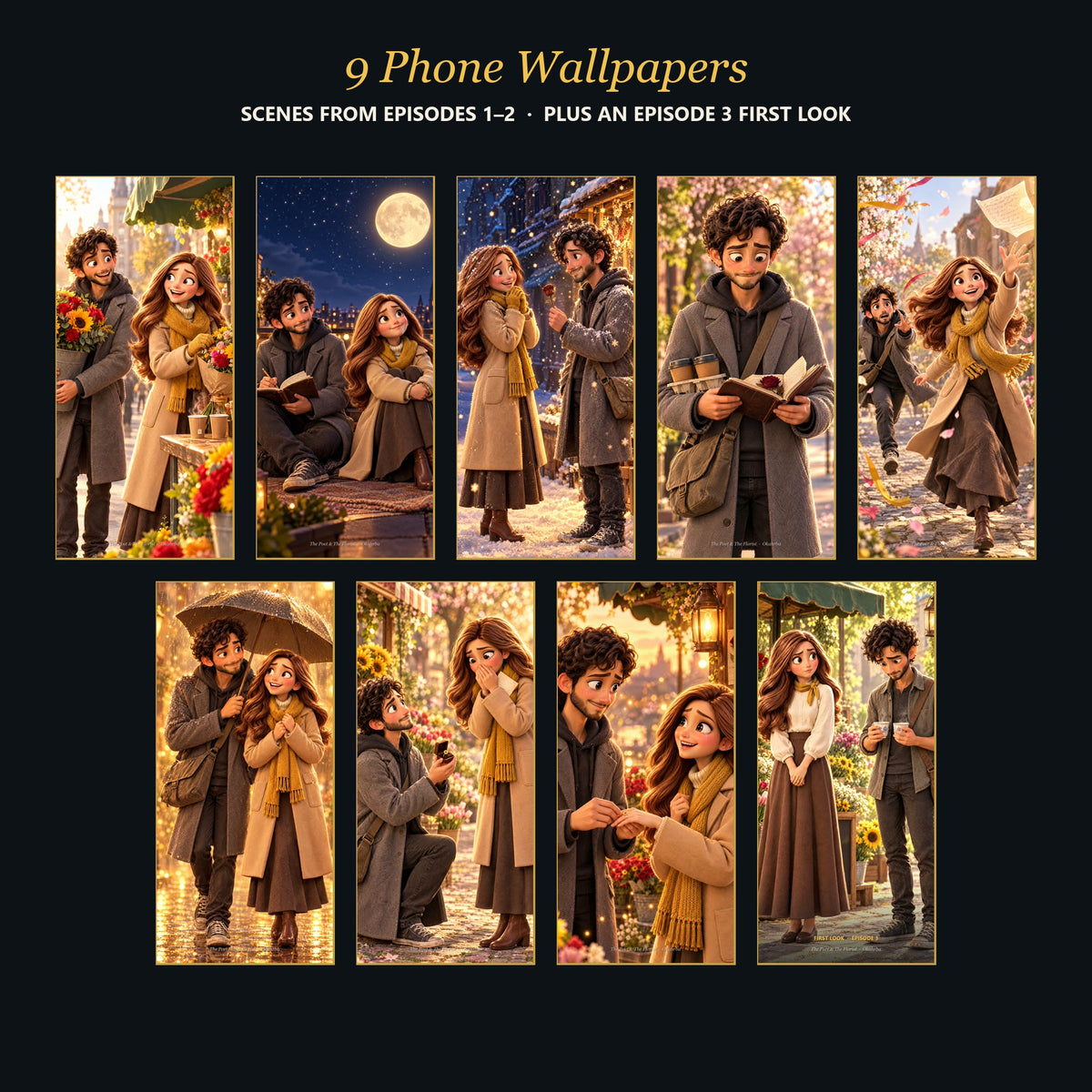 9 phone wallpapers from The Poet & The Florist, including an Episode 3 first look